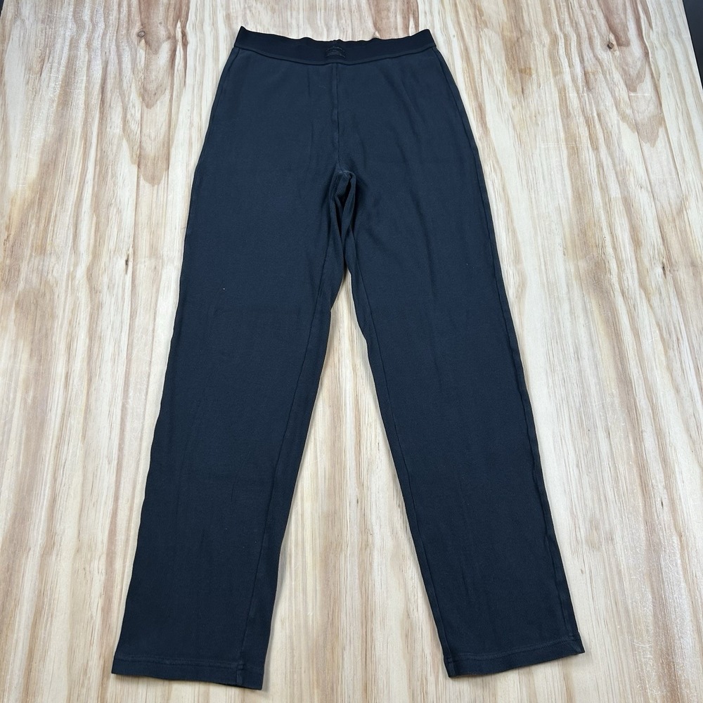 SKIMS Women's Small Black Ribbed Boyfriend Pull-On Lounge Pants Relaxed Fit